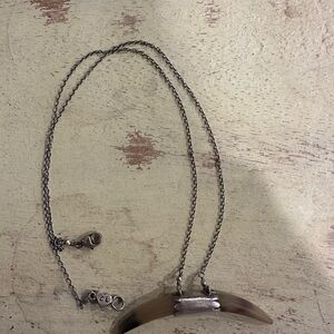 Chan Luu Silver and Brown Horn Necklace 16” chain
